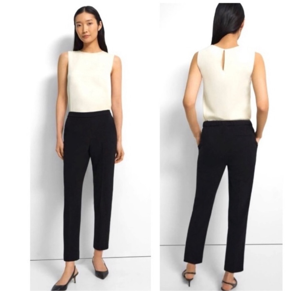 Theory Treeca Trousers in Black Summer Knit Twill size 6